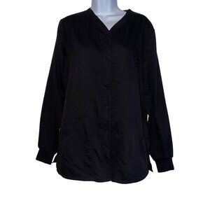 Greys Anatomy by Barco Black Womens M Scrubs Jacket Style 4430 Pockets Solid